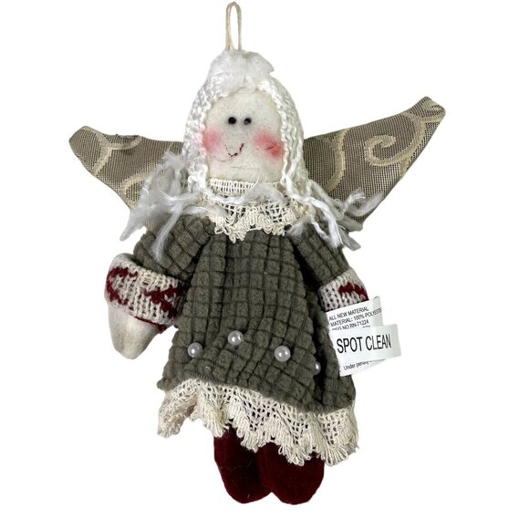 Lot 3 Large Plush Snowman Angel Christmas Ornaments Vintage 90s Lightweight u - Picture 2 of 5